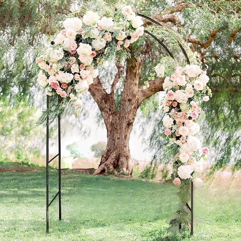 LeJoy Garden metal pergola arbor side view, elegant backyard plant support