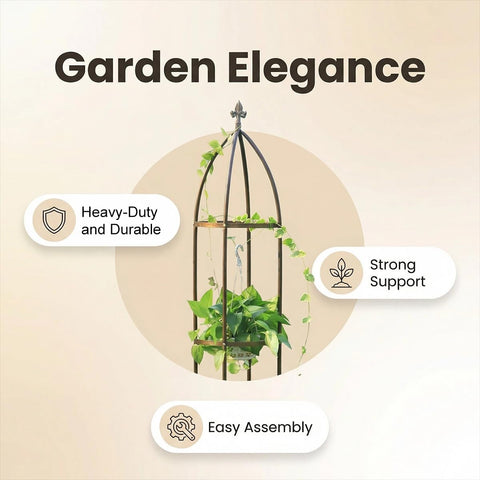 LeJoy Garden vertical trellis elevates vines for a tall, lush display.