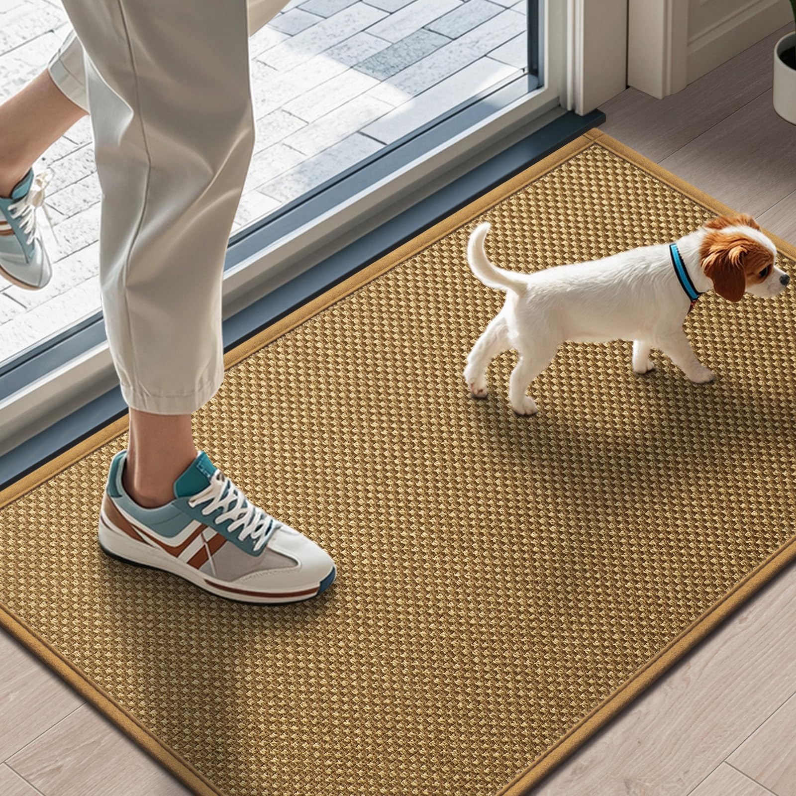 LEKEEPGO door mat with absorbent top captures moisture quickly for clean entry floors.