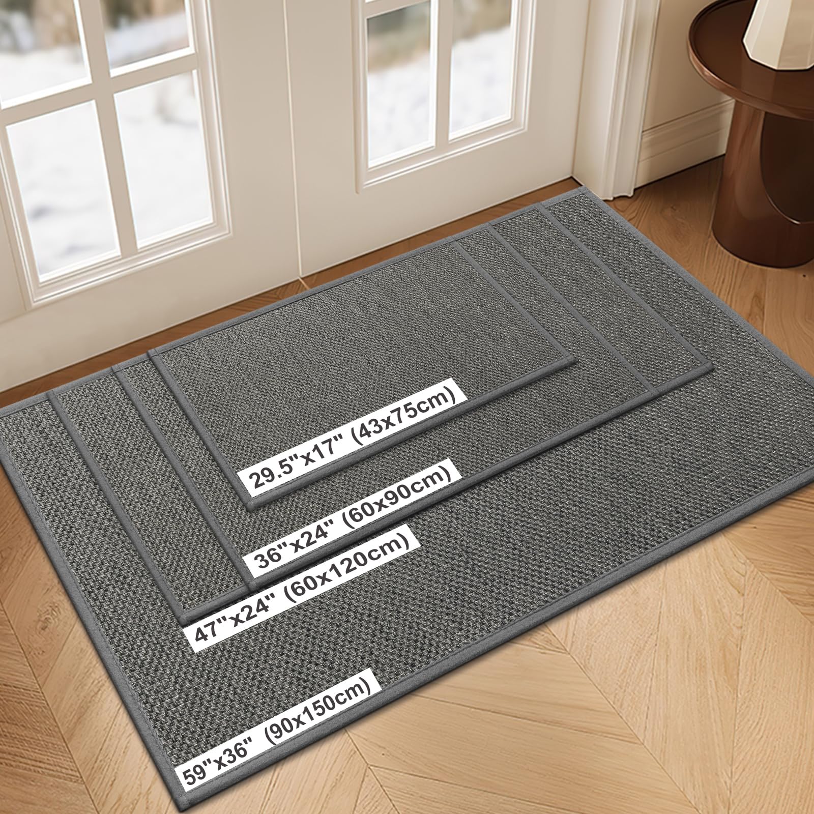 LEKEEPGO door mat with non-slip-rubber-backing stays securely in place
