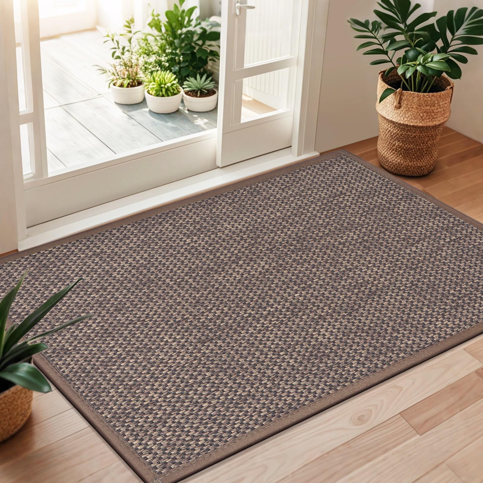 LEKEEPGO door mat durable brown indoor use for everyday entryways.
