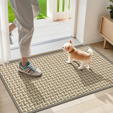 LEKEEPGO door mat entrance grey absorbs moisture to keep floors clean.