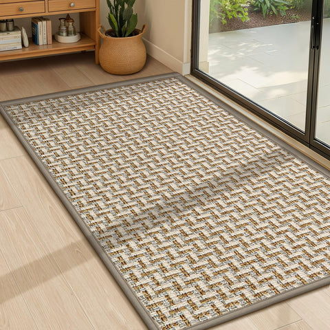 LEKEEPGO door mat indoor 24x36 gray, absorbs moisture and dirt from shoes.