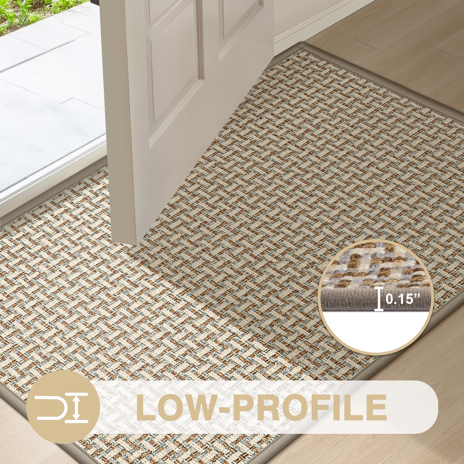 LEKEEPGO non-slip rubber backing keeps the mat secure on entry floors.