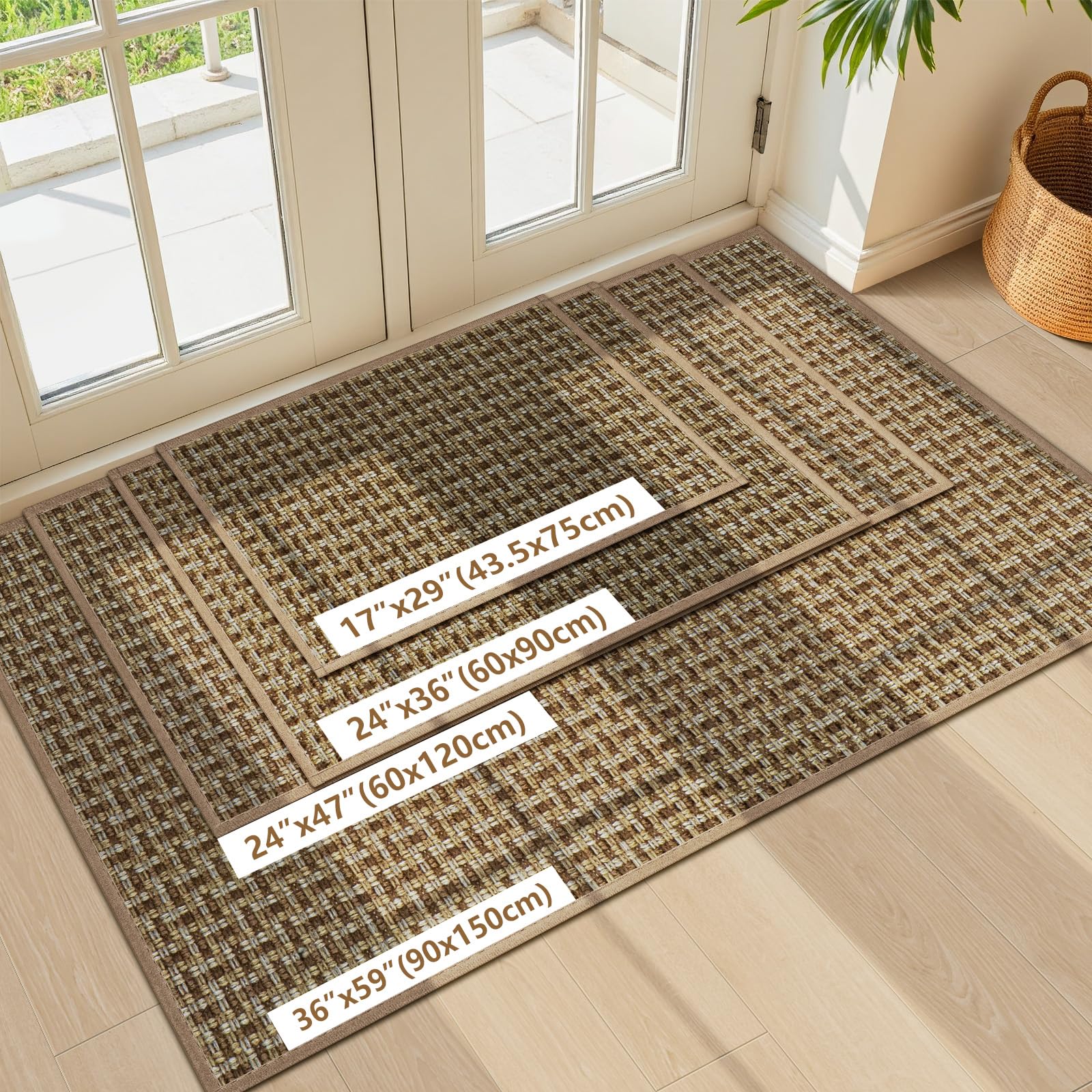 LEKEEPGO brown entryway floor mat blending with decor and hiding dirt
