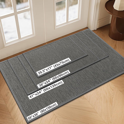 LEKEEPGO entryway mat with absorbent fibers quickly wicks moisture.