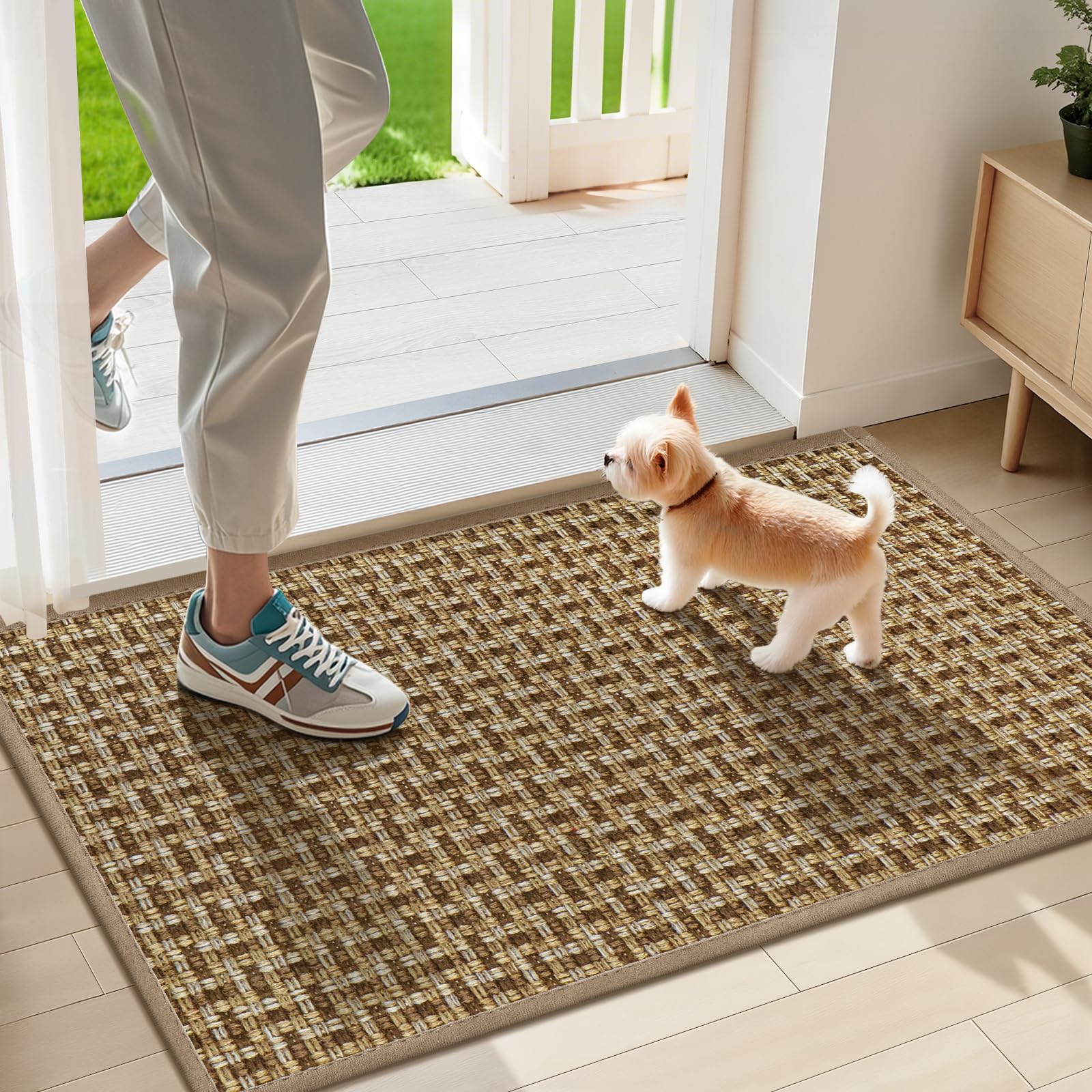LEKEEPGO indoor door mat front view showing absorbent material and clean appearance