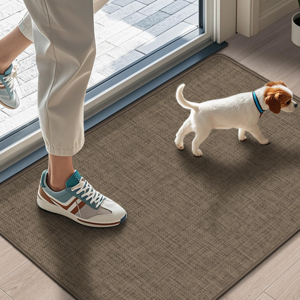 LEKEEPGO Ultra Thin Door Mat front view shows low-profile fit under doors