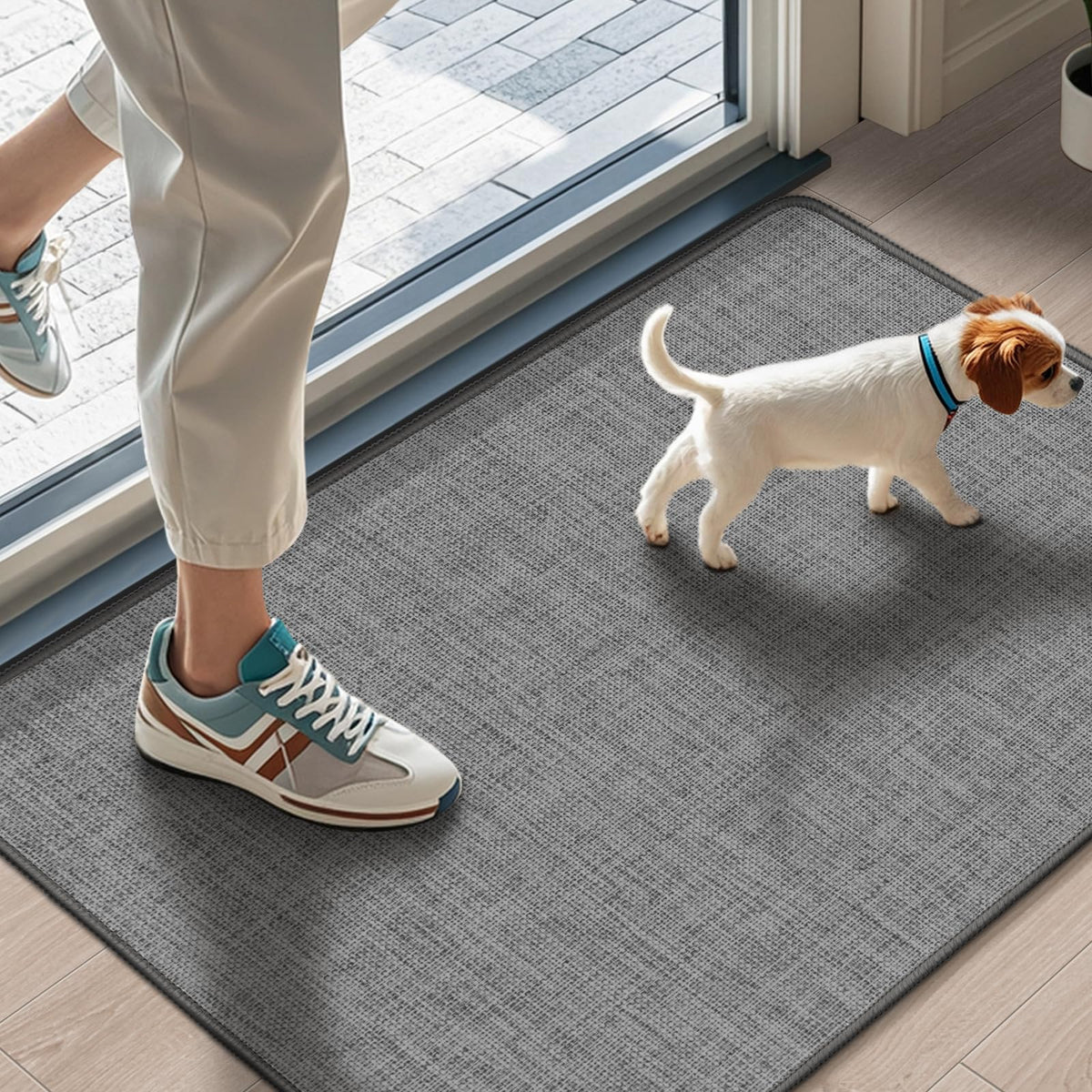 LEKEEPGO ultra-thin door mat showing 17x29 profile for under-door use and entryways