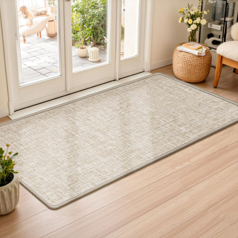 LEKEEPGO Ultra Thin Door Mat front view highlighting slim profile for khaki entryways