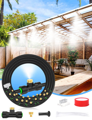 Lekit outdoor misting system with 63ft run for cooling patios.
