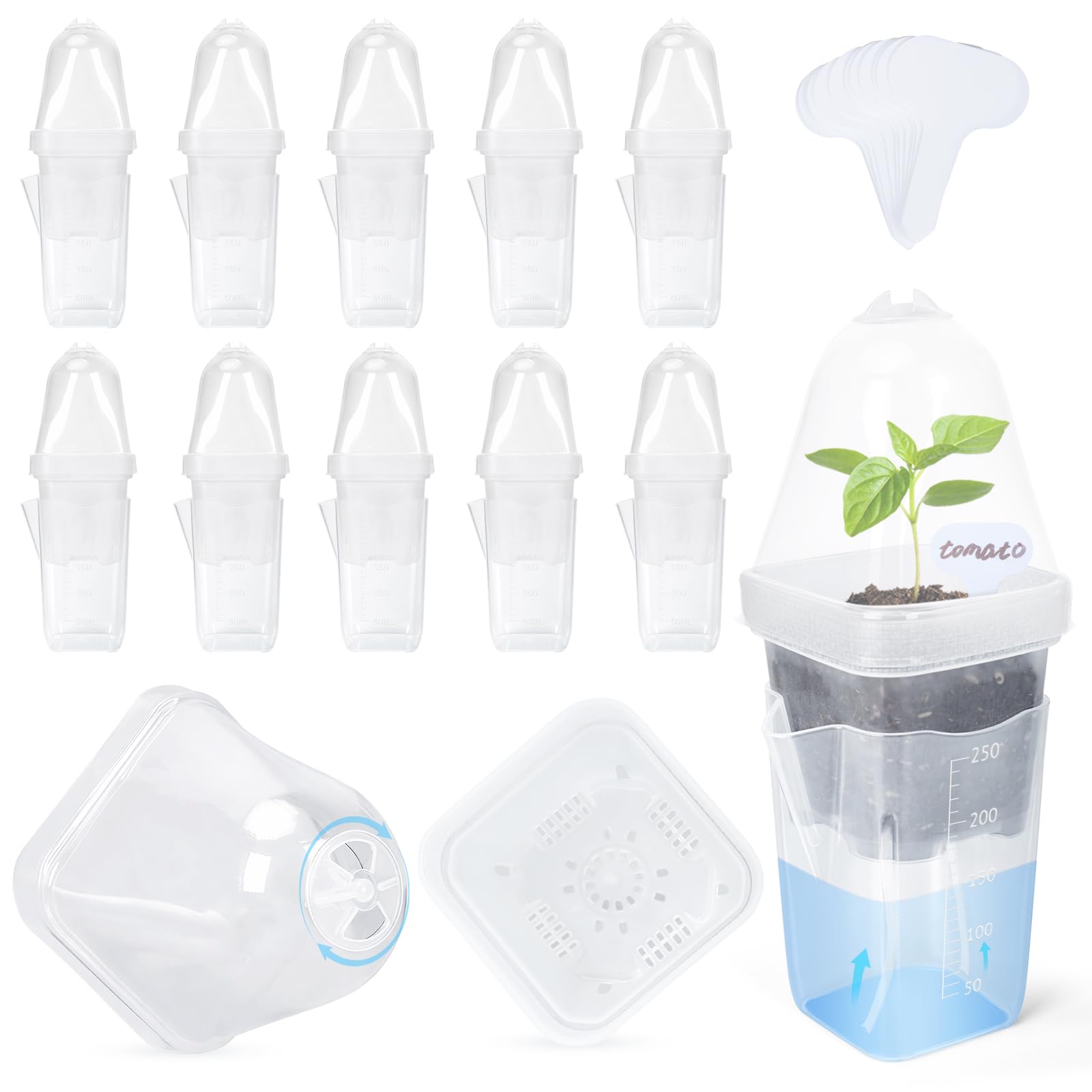 LEMEWEL 12-pack propagation pot with clear design and moisture-friendly features.