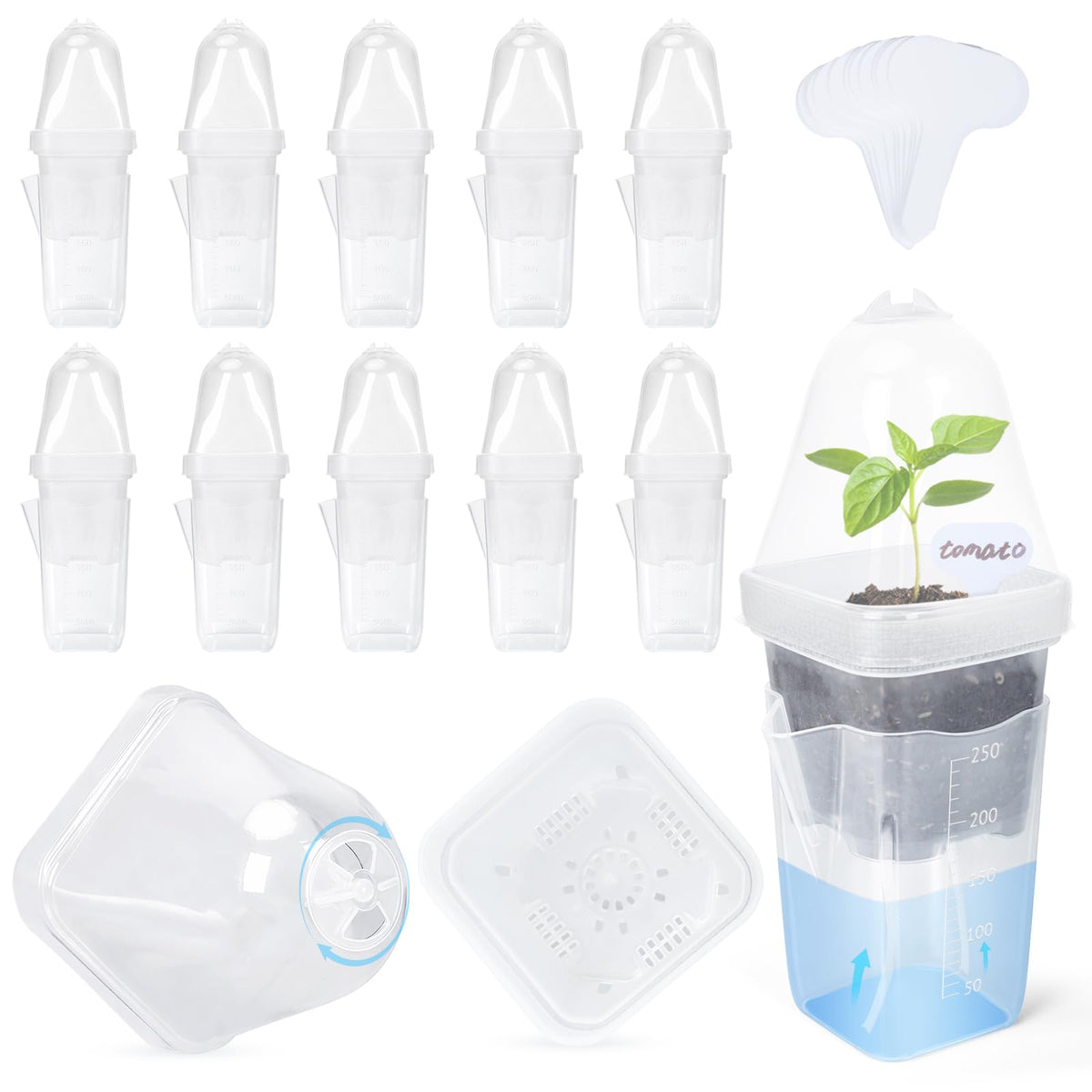 LEMEWEL 12-pack propagation pot with clear design and moisture-friendly features.