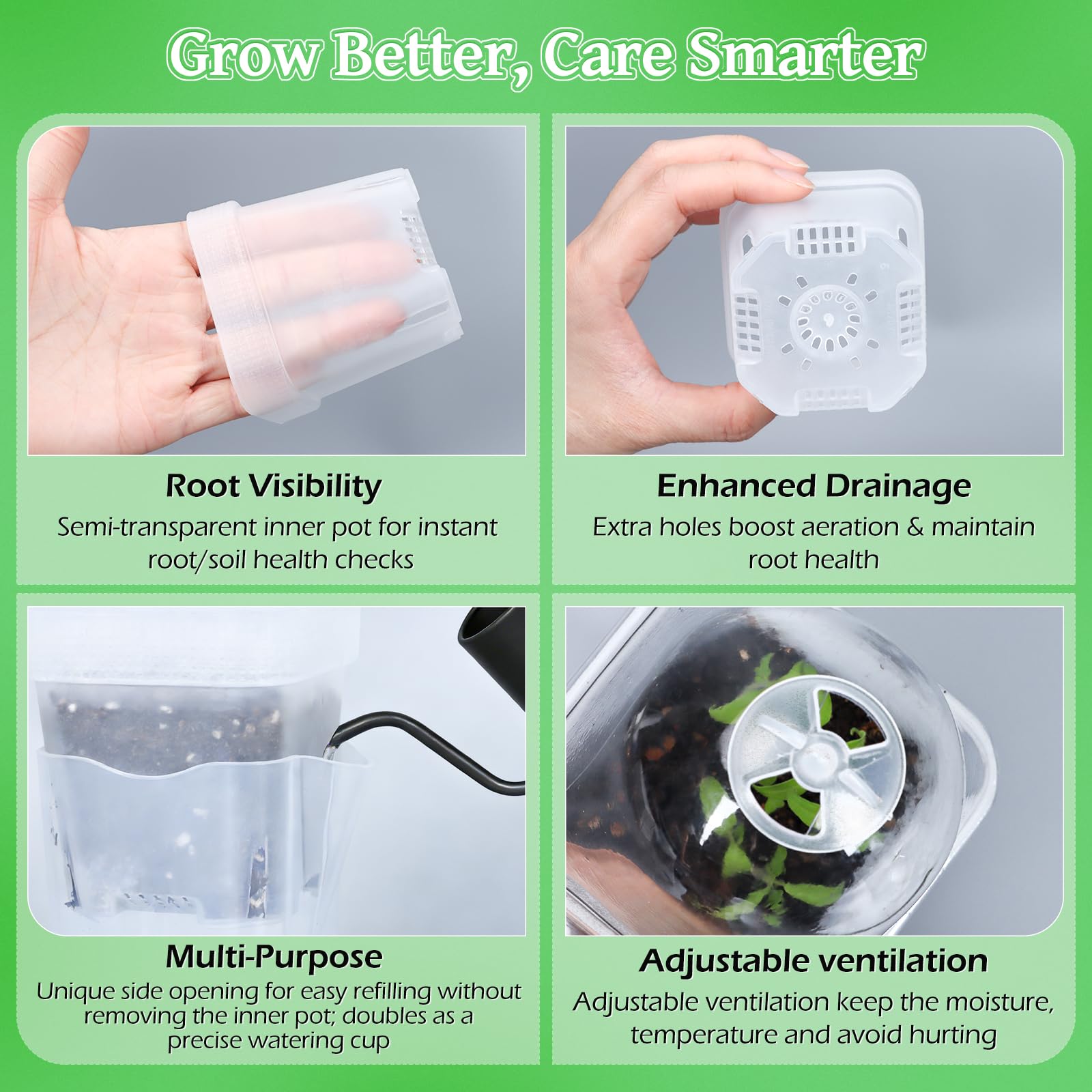 LEMEWEL seedling cup shows clear design for root observation.
