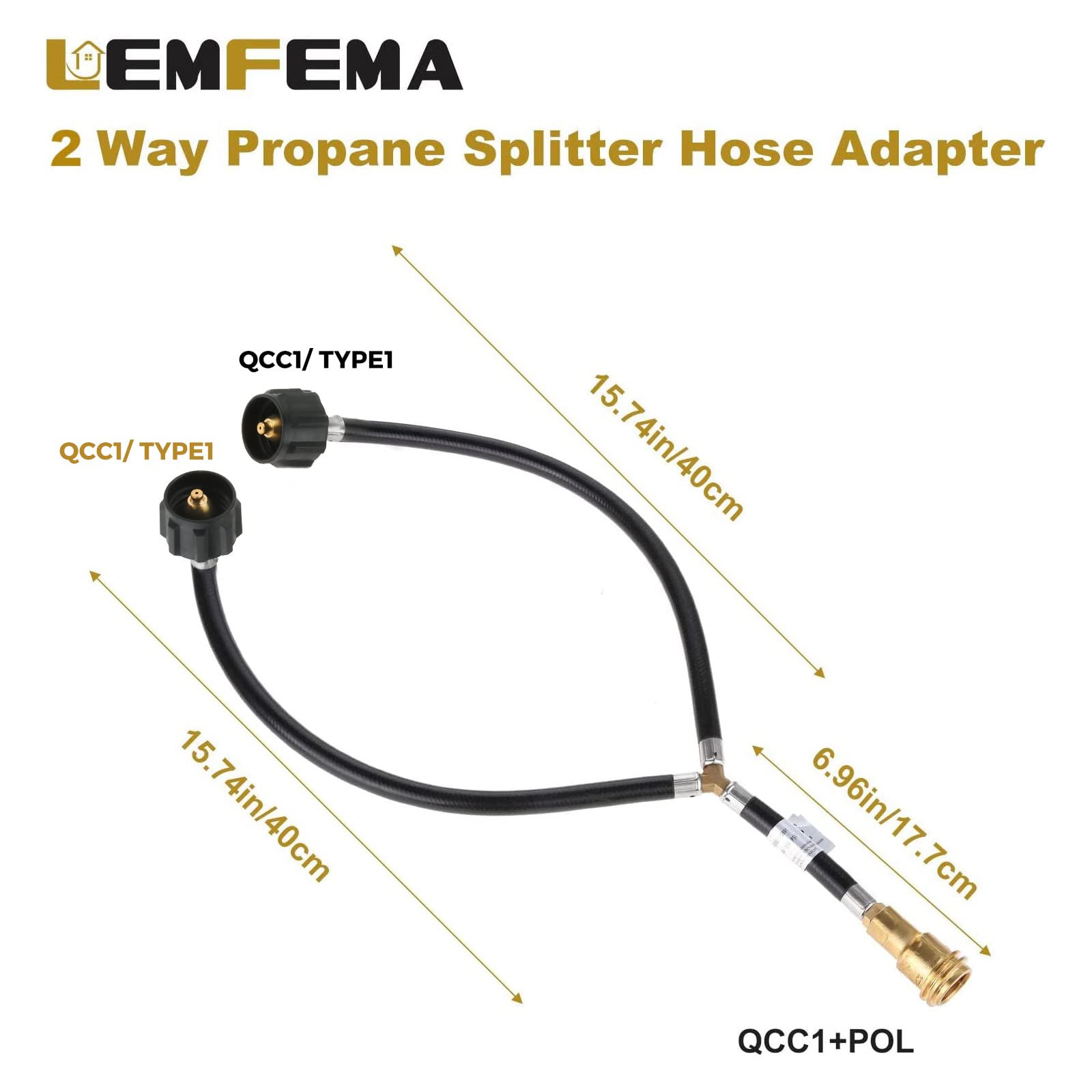 Lemfema brass and rubber splitter connection demonstrates durable, secure propane supply.