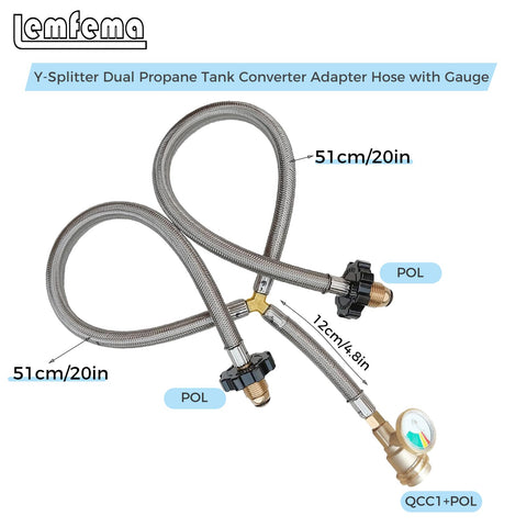 Lemfema brass two-way propane splitter adapter for efficient parallel hookups