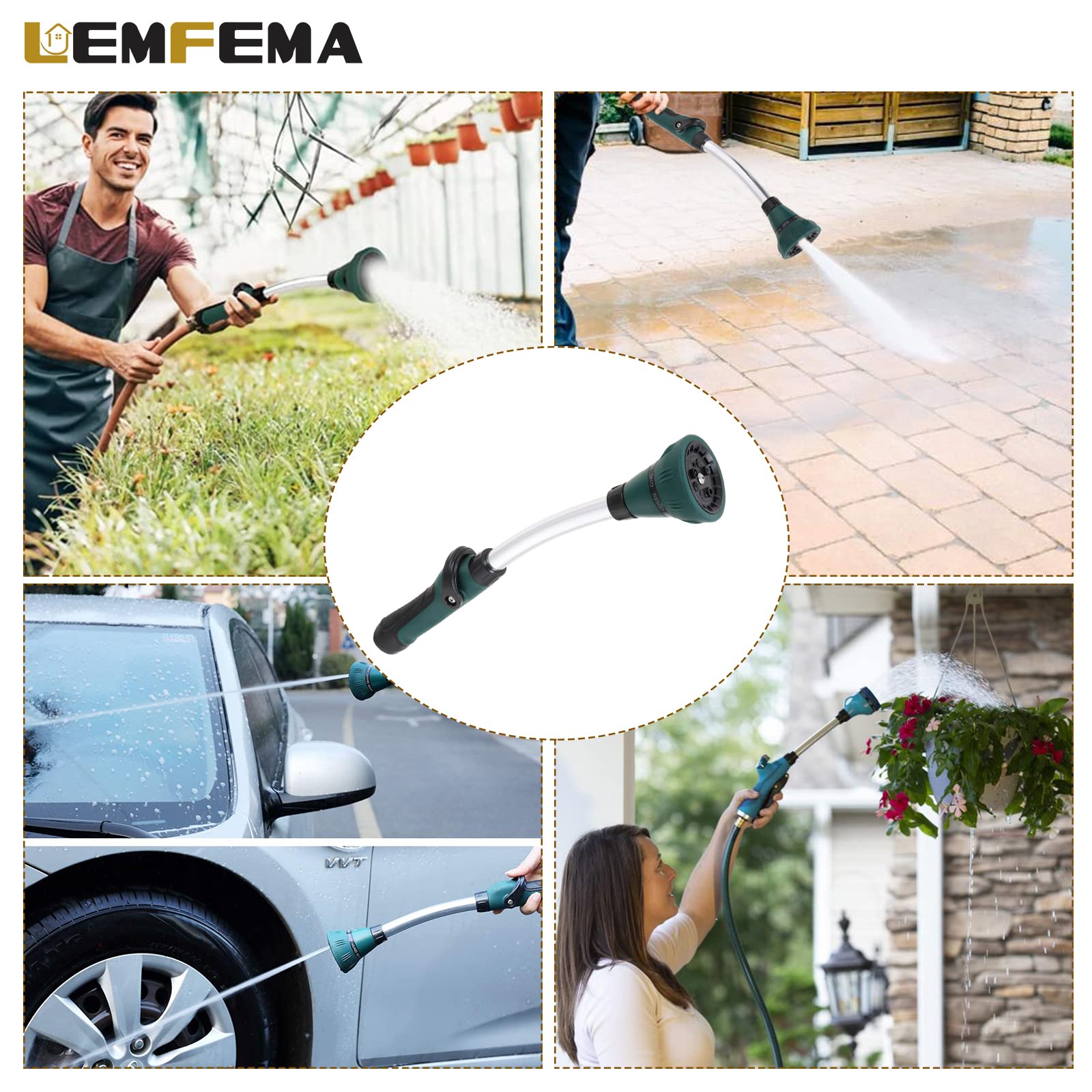 Lemfema jet pattern provides strong spray for quick ground cleaning.