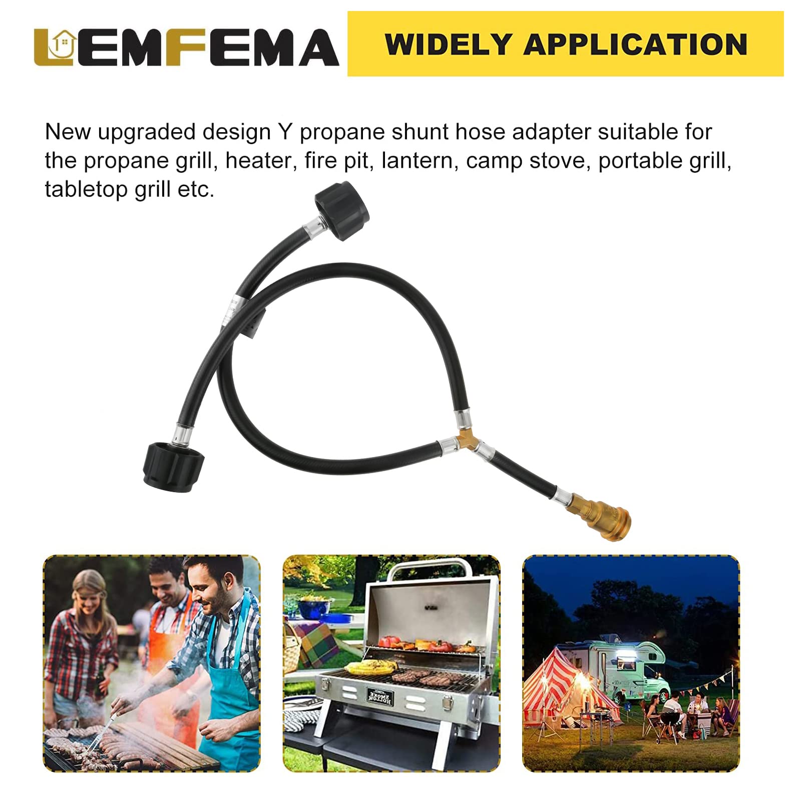 Lemfema rv camping propane hose splitter ready for outdoor adventures.