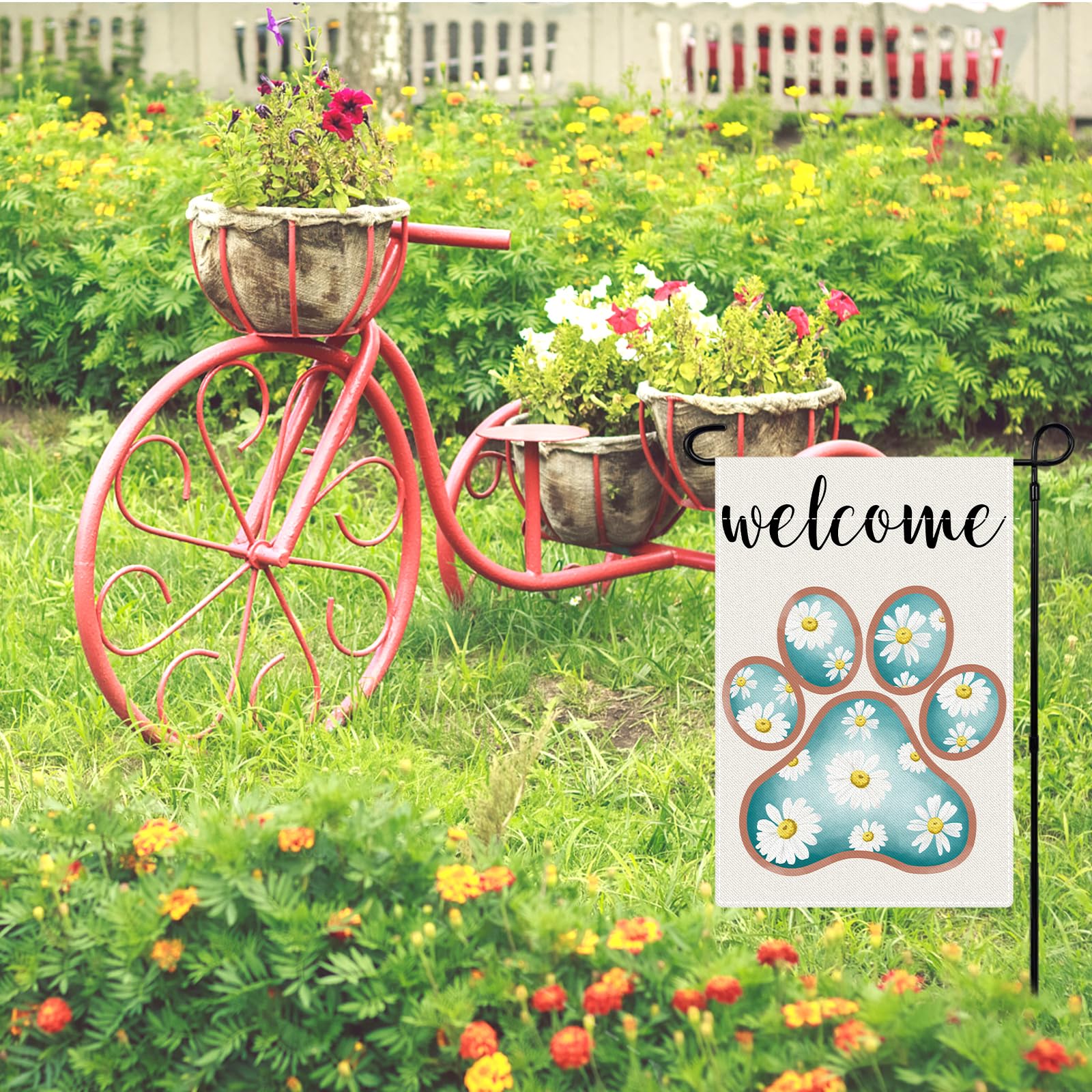 Lemicin outdoor yard decor flag enhances patios with cheerful colors.