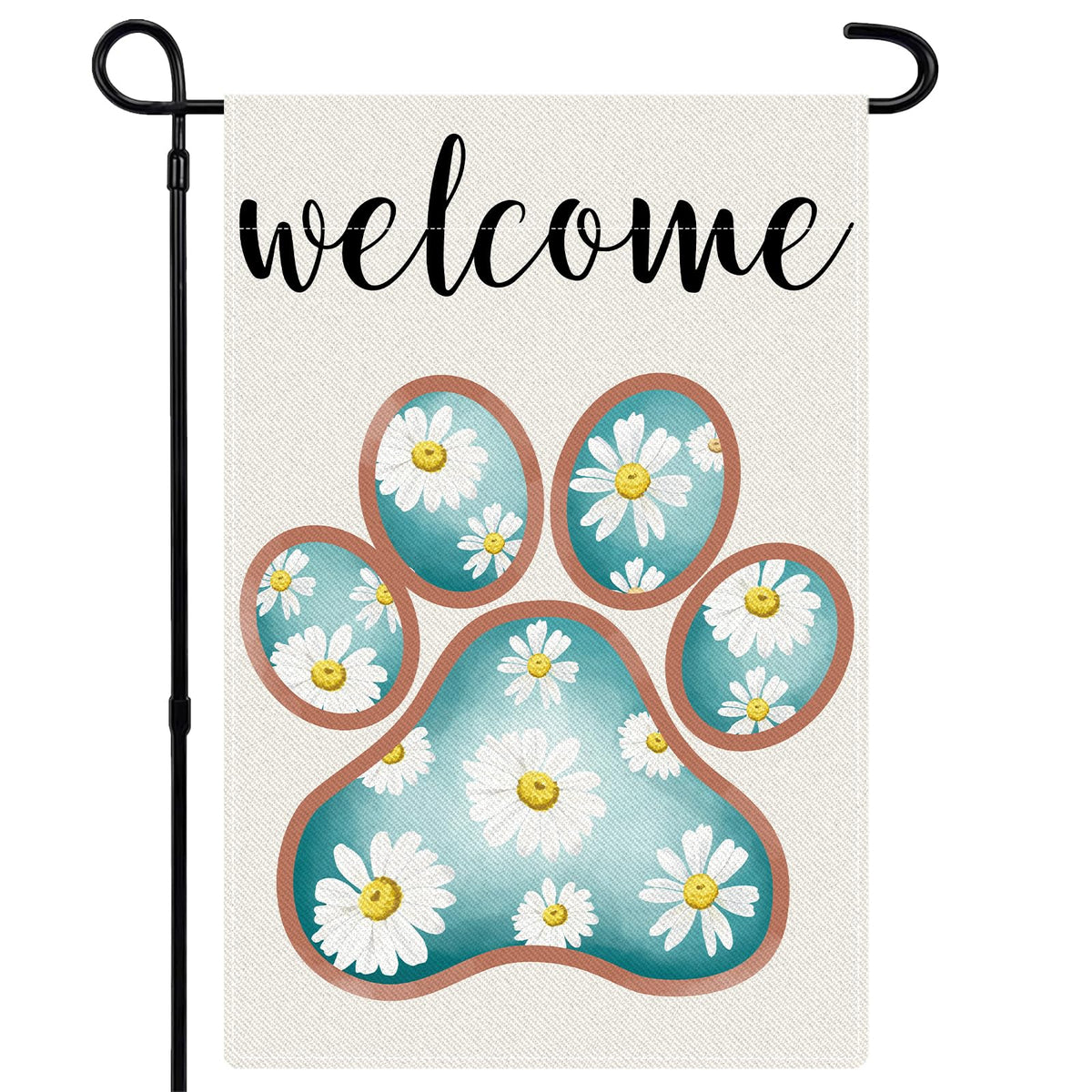 Lemicin Welcome Spring Dog Paw Flag with paw print brings bright, welcoming garden decor.