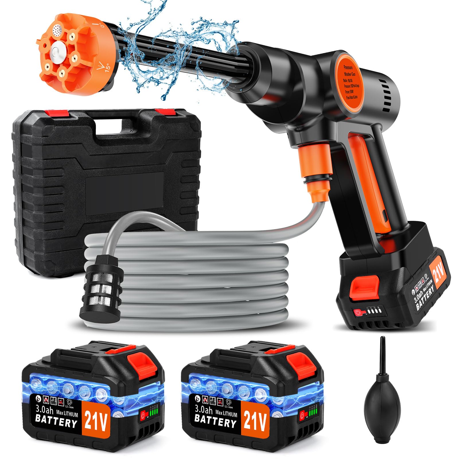 Lemolifys cordless pressure washer front view showing portable cleaning power for cars and patios