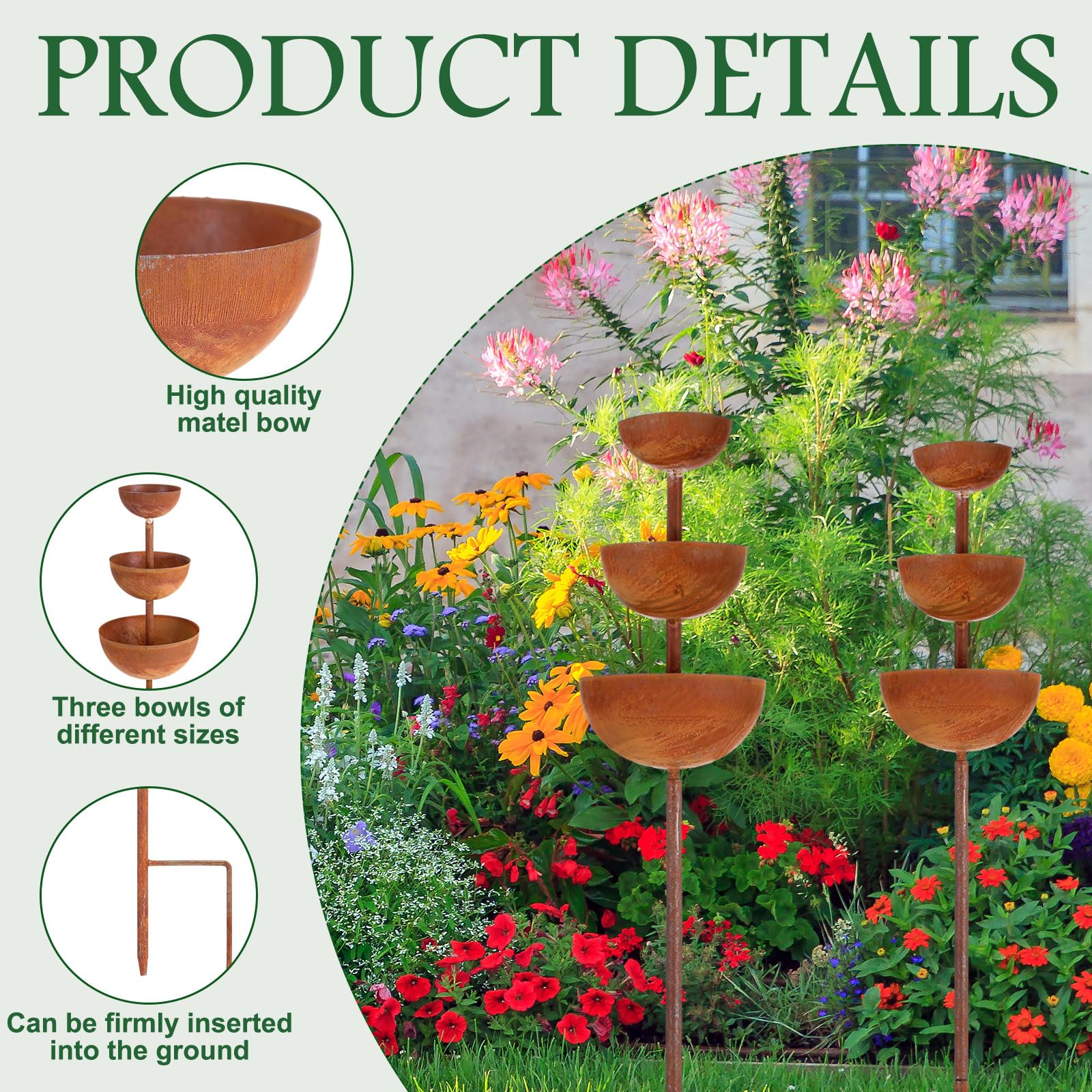 LemonRoad bee bath water catcher cup detail in durable metal.