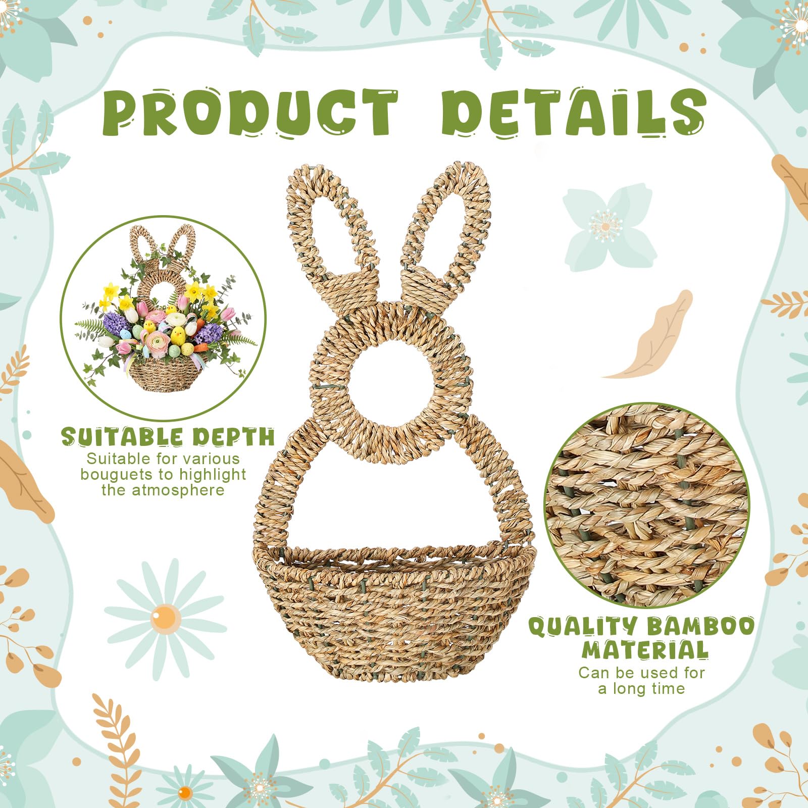 LemonRoad bunny basket front door decor with spring vibe