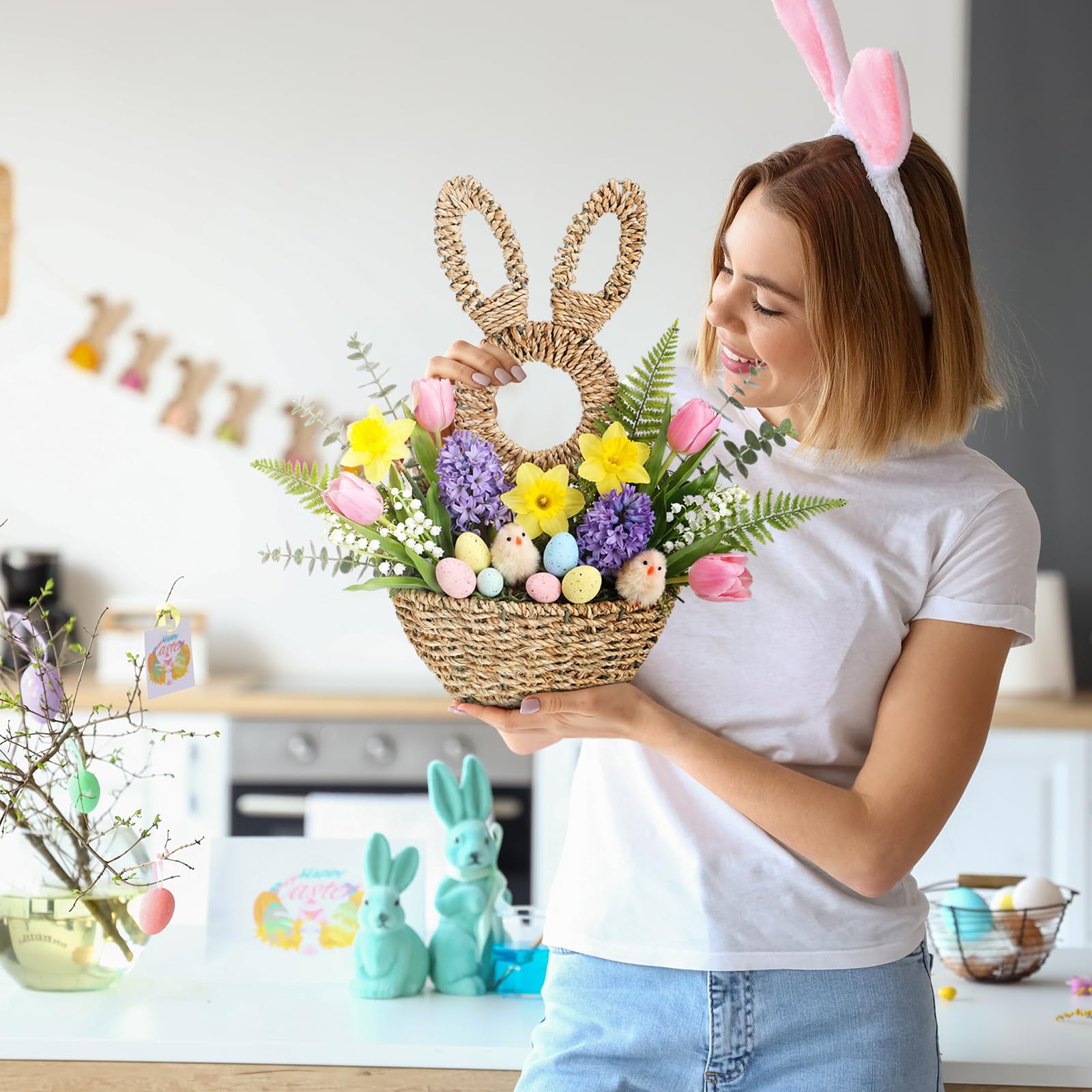 LemonRoad handcrafted rattan bunny basket emphasizes craftsmanship