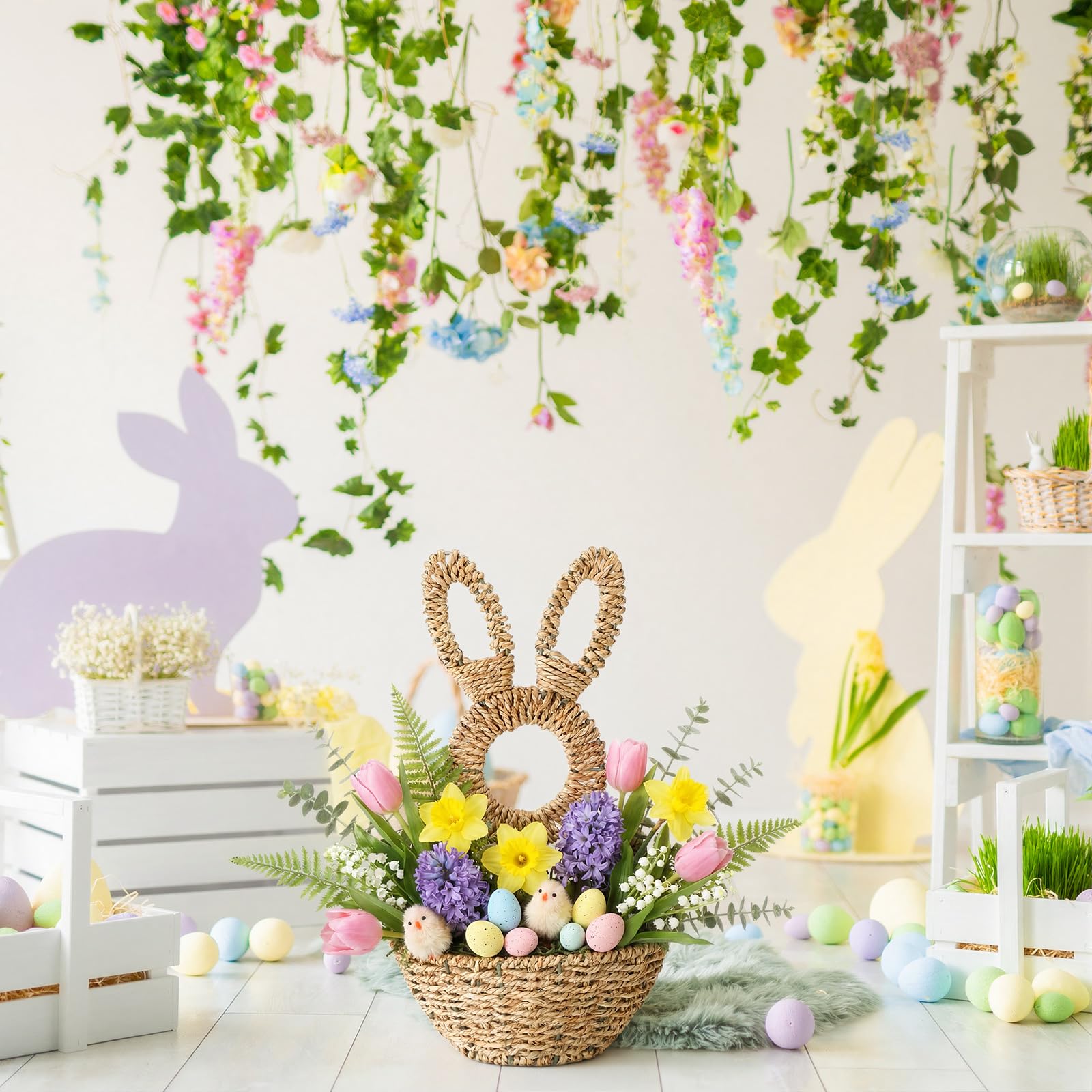 LemonRoad Easter display basket for eggs flowers and treats