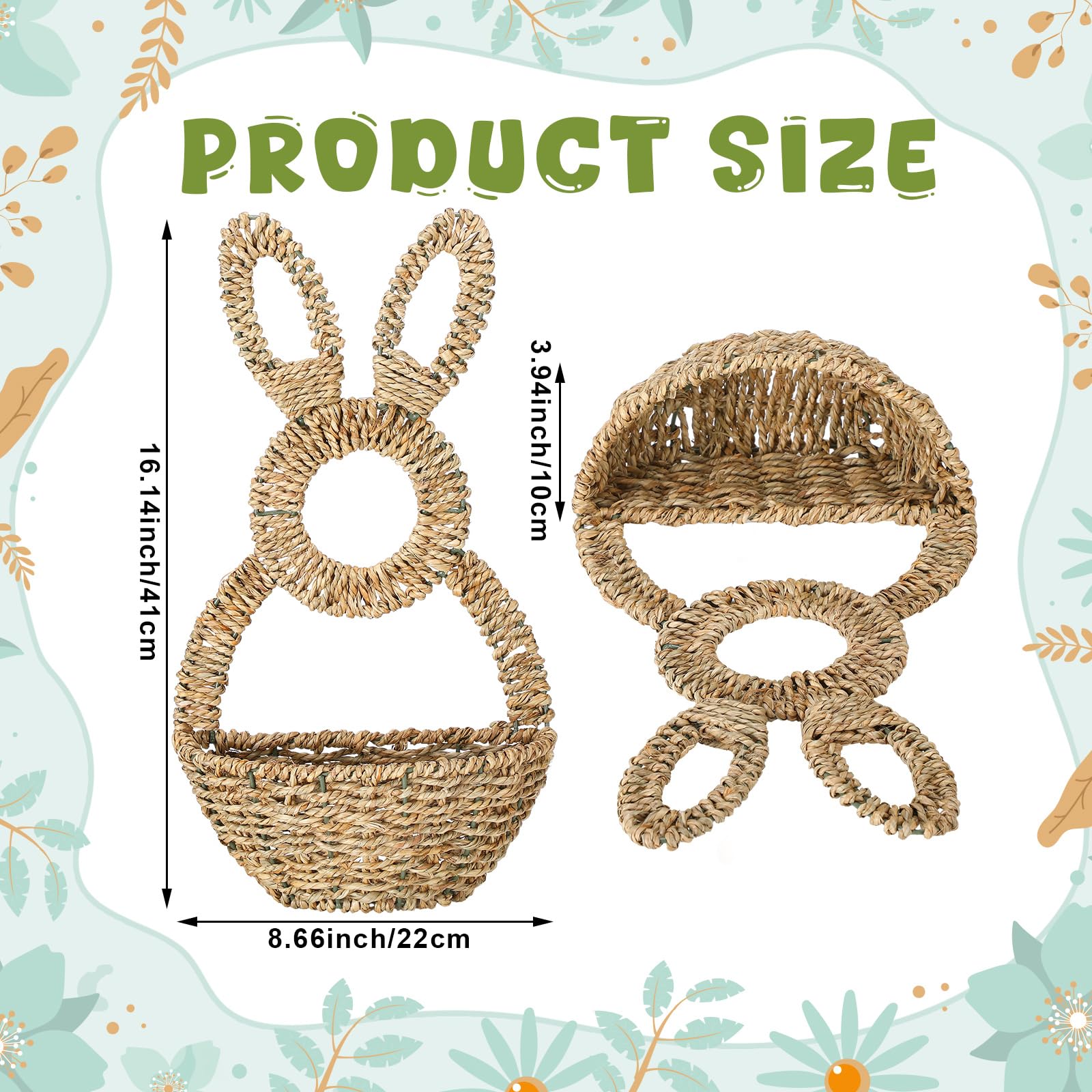 LemonRoad woven rattan bunny basket durable wall decor