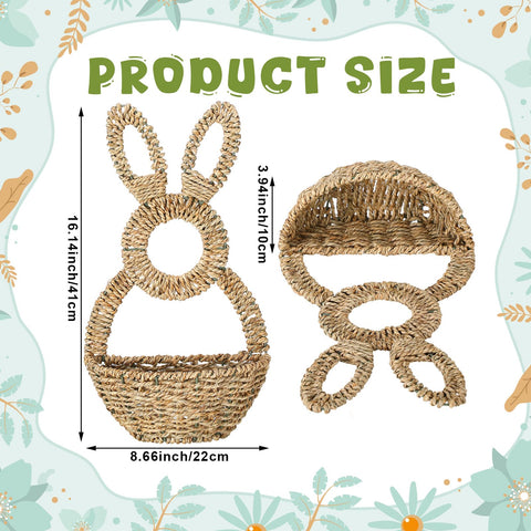 LemonRoad woven rattan bunny basket durable wall decor