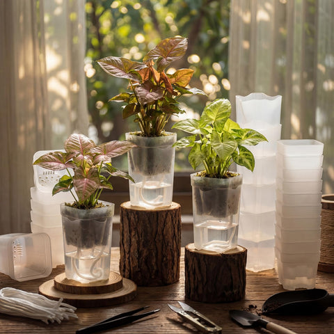 LemonRoad self-watering pots show water level display for easy monitoring