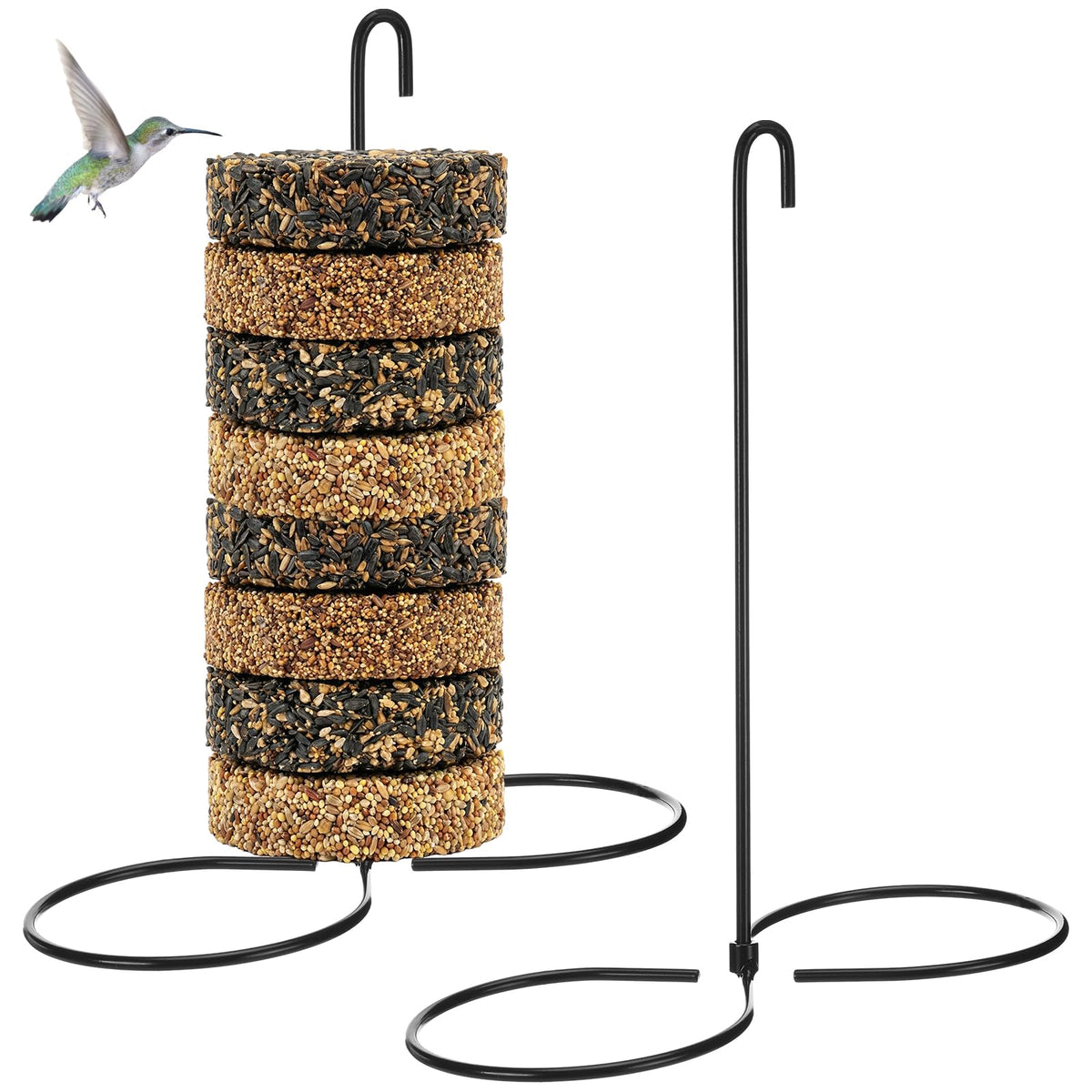 LemonRoad two-piece cylinder bird feeder hanging on a branch for reliable backyard feeding.