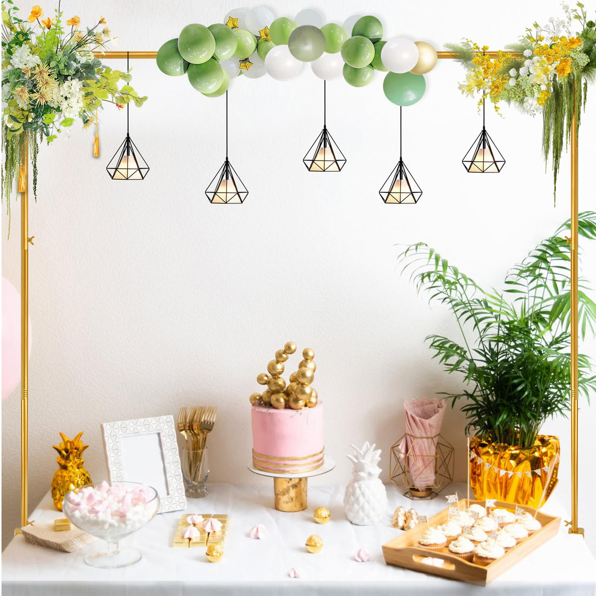 Lemosyu over-table rod stand with clamps in gold for stable decorative arches