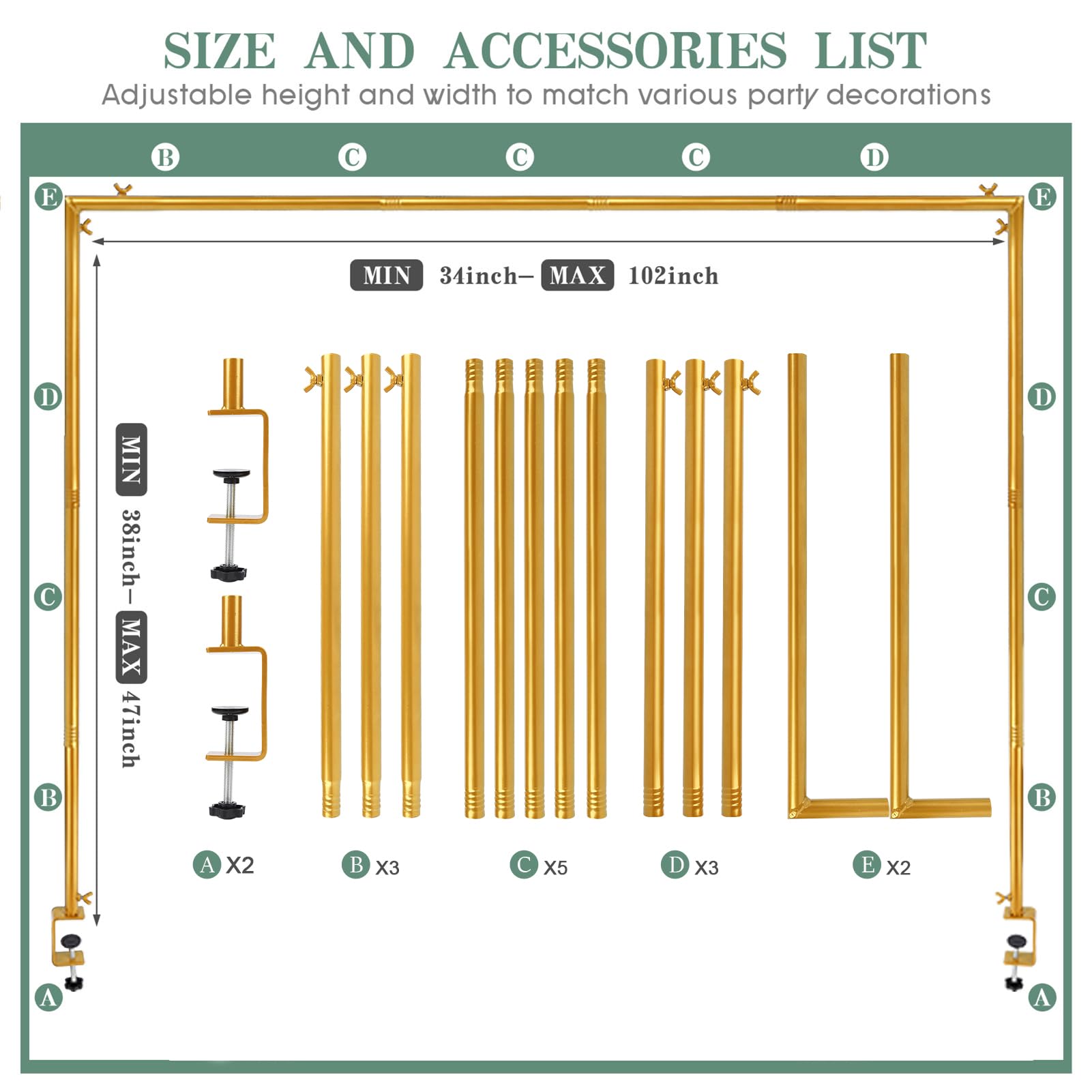 Lemosyu table arch stand in gold enables easy, tool-free setup