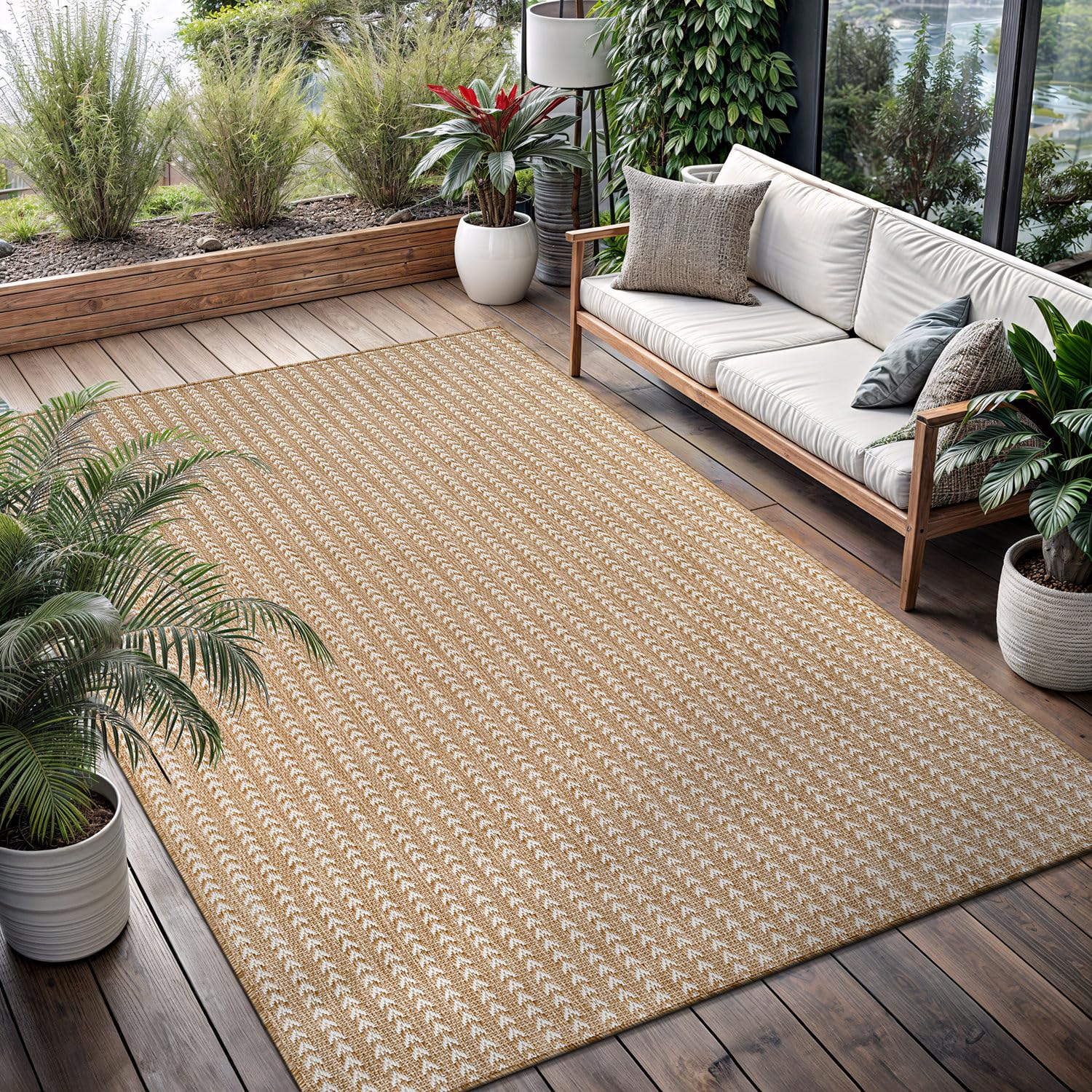 Lena Rug durable low-pile rug resists heavy traffic and pets.