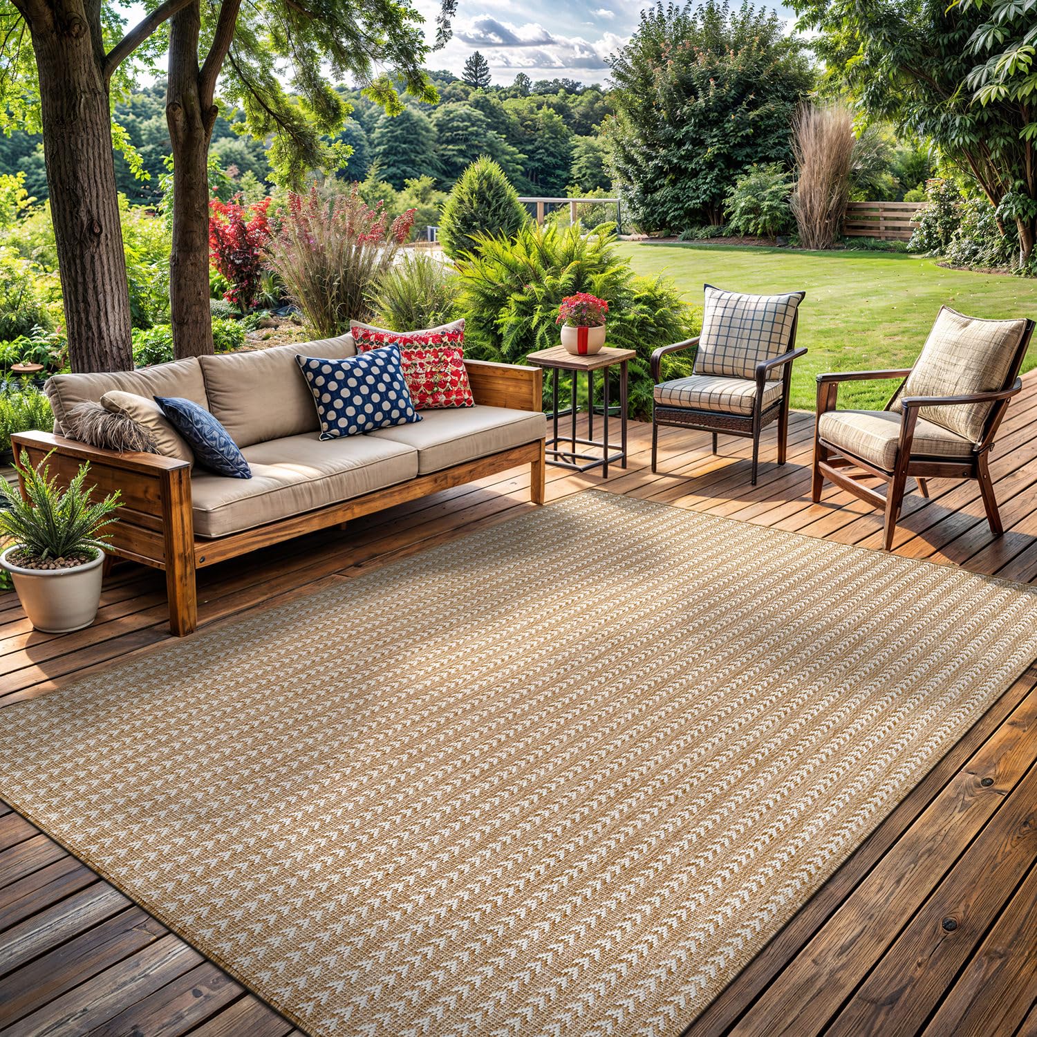 Lena Rug washable with hose or mild detergent for quick refresh.