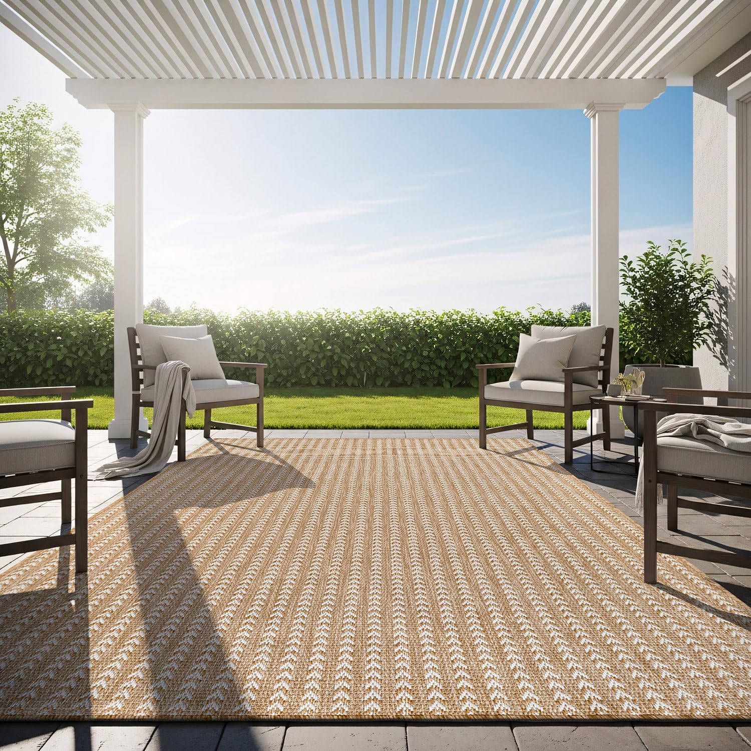 Lena Rug washables outdoor rug 5x7 striped pattern for easy cleaning.