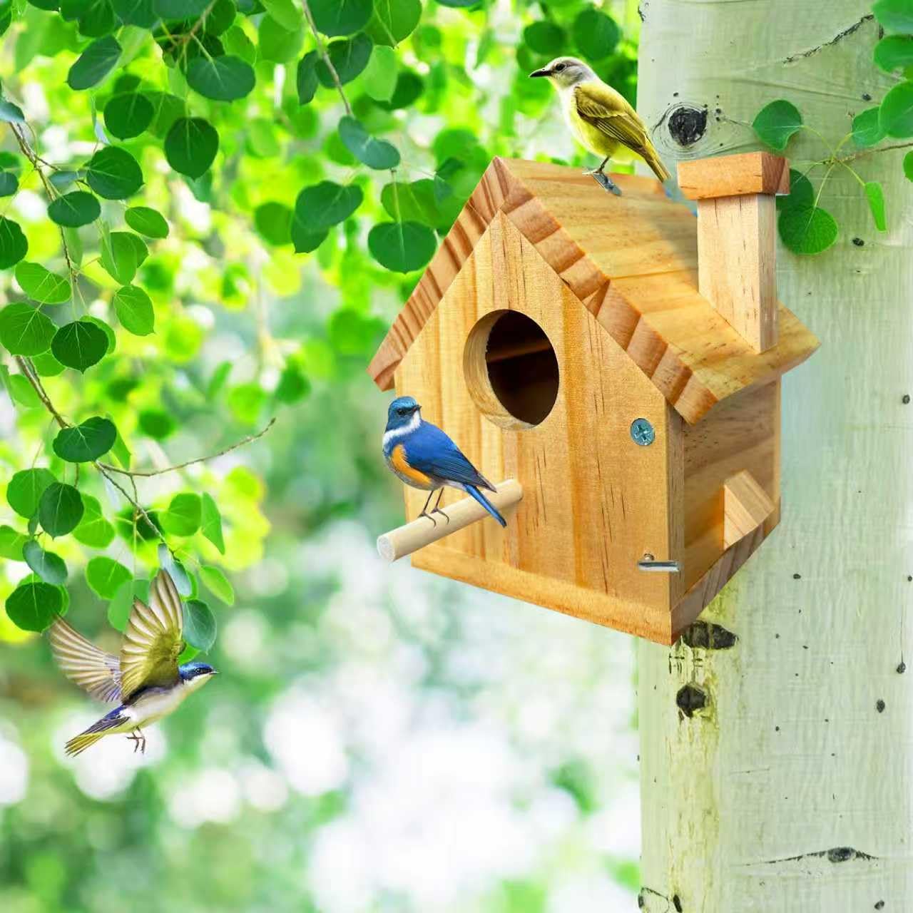 LENEDI wooden bird house enhances garden aesthetics while inviting birds