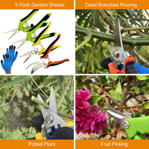 Lengnoyp pruning shears serrated blade grips tougher branches for clean cuts.