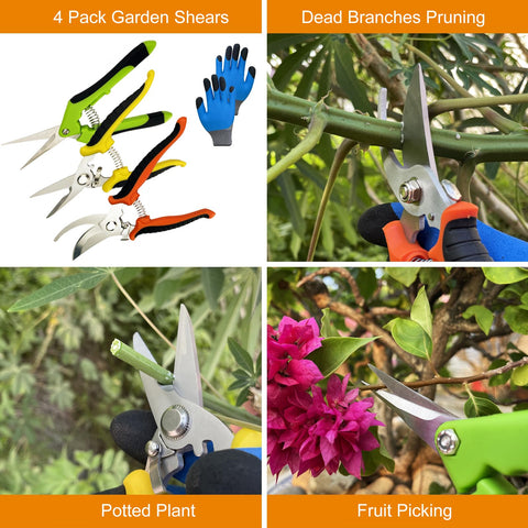 Lengnoyp pruning shears serrated blade grips tougher stems with confidence.