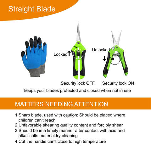 Lengnoyp straight stainless steel shears offer clean cuts for small branches.