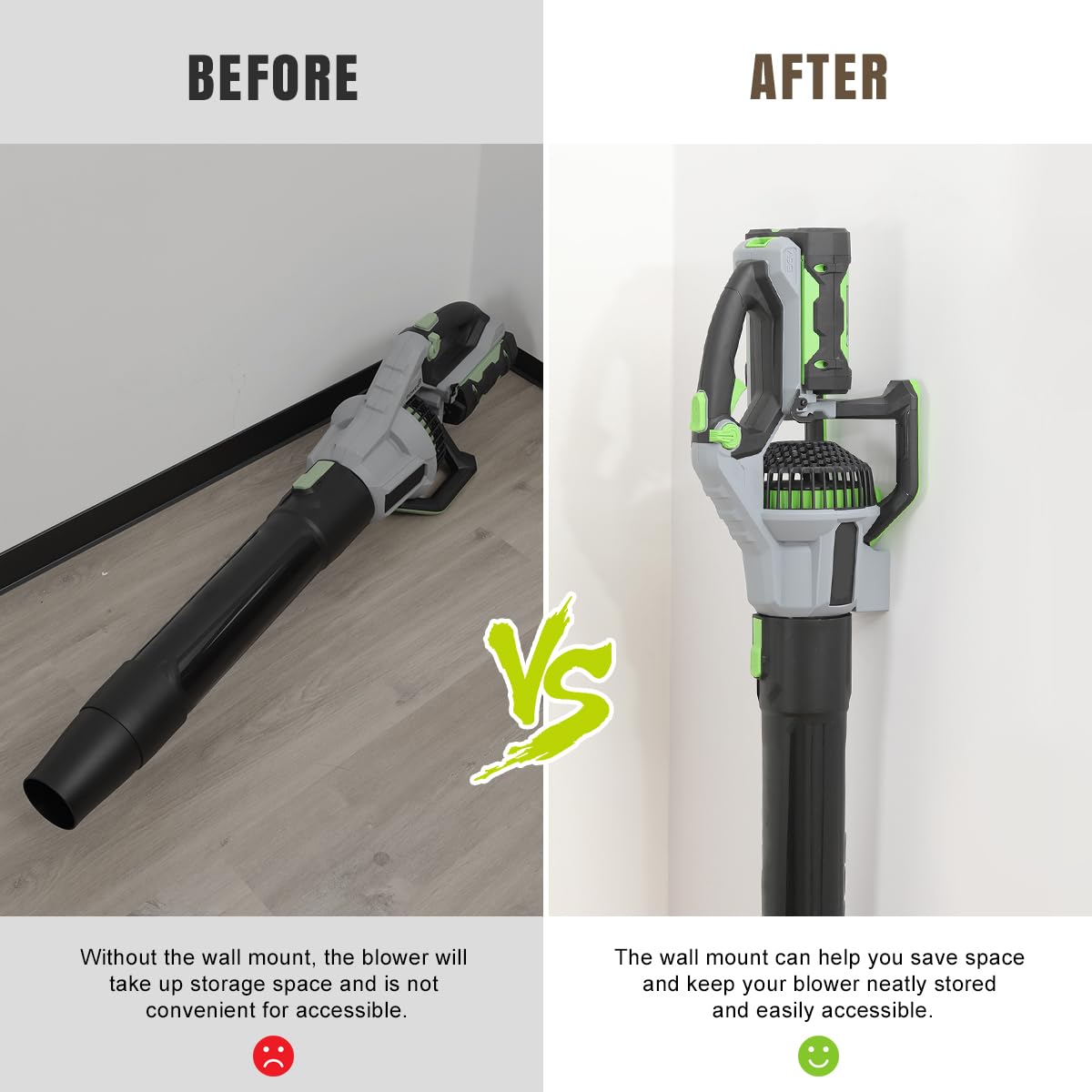 Lenink compact design saves space while keeping blower within reach.
