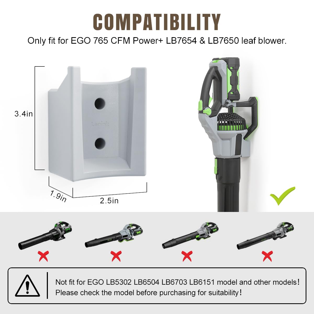 Lenink durable ABS wall mount supports long-lasting blower storage.
