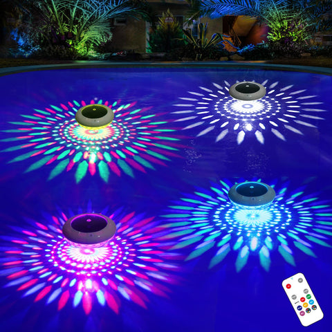 LENONE floating pool light with remote colors the water at night