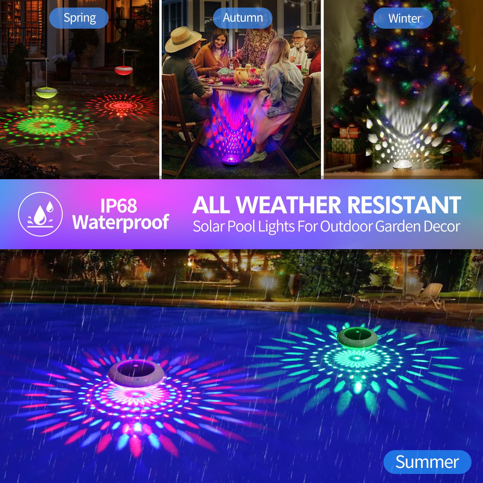 LENONE IP68 waterproof floating light withstands splashes and submersion