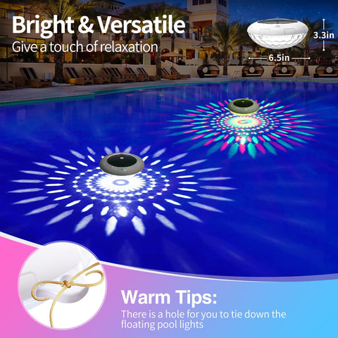 LENONE pool light with side tether loop for secure placement on water