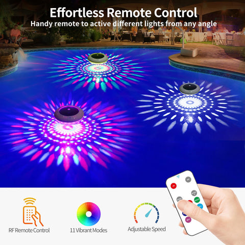 LENONE solar-powered pool light changes colors for vibrant water effects