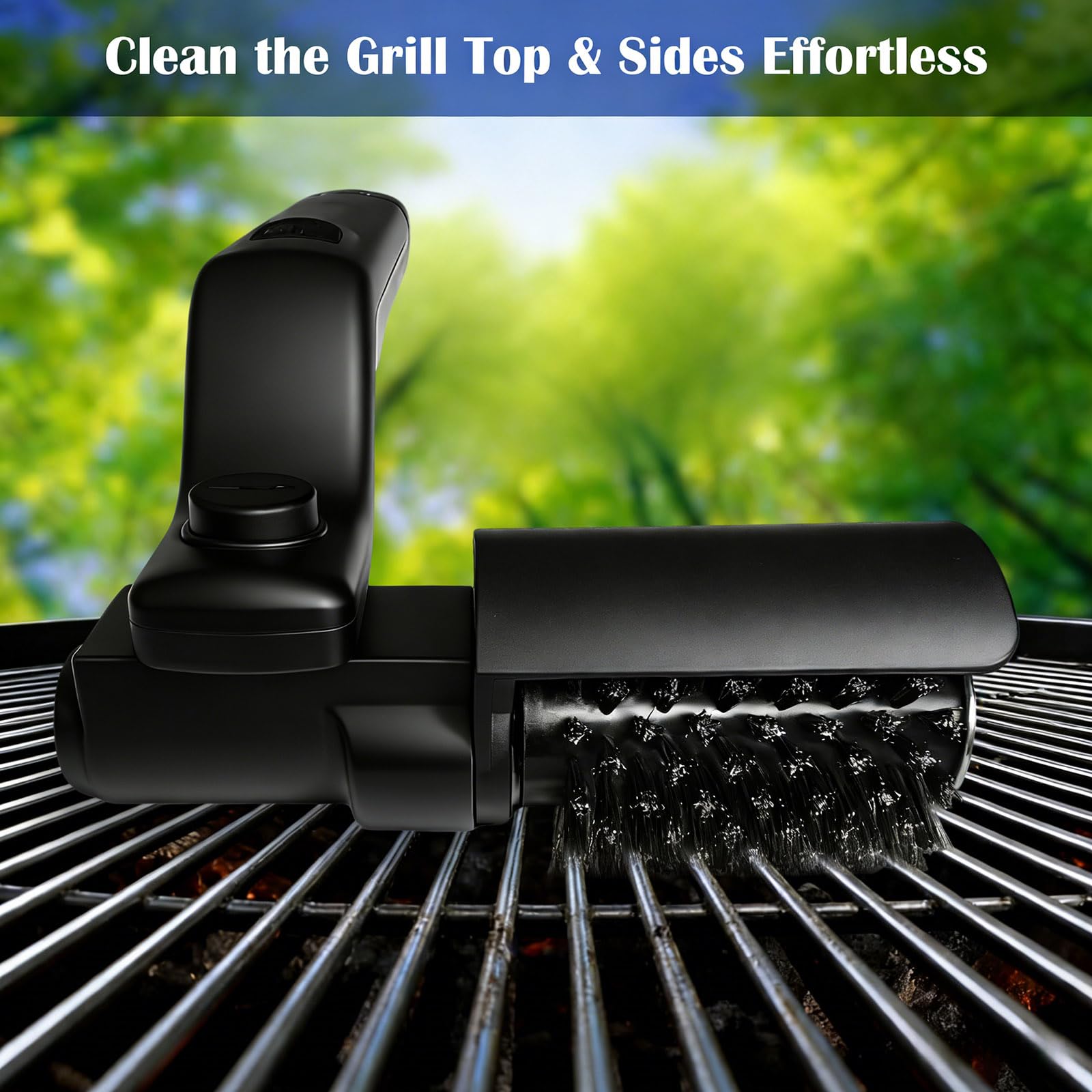 Lenzhan rechargeable grill cleaner with 90+ minutes cordless runtime.