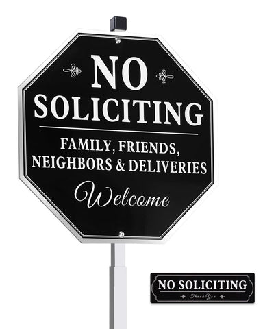 Lenzwan No Soliciting yard sign on 28-inch stake deters unsolicited visits outdoors.